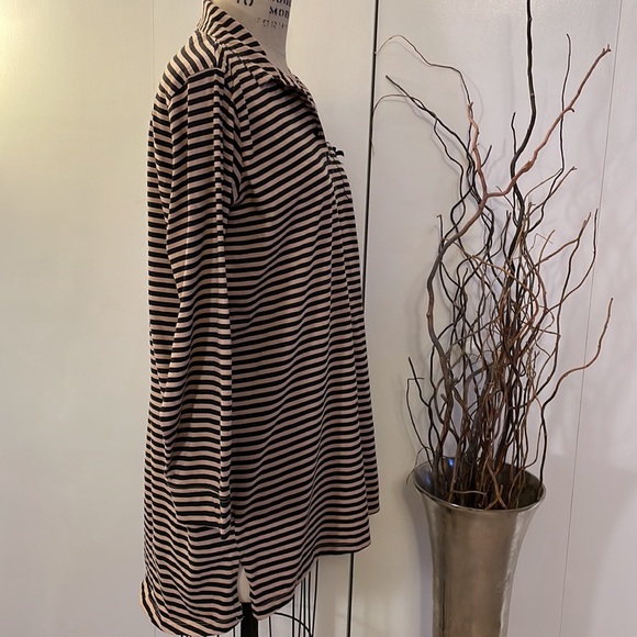 Maidenform striped long sleeve button down tunic - Picture 6 of 7